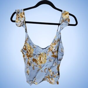 Reformation Belinda Floral Top Flutter Straps Women 6, 8 Heavenly Blue NWT